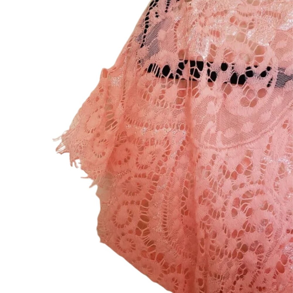Women's Midi Pink Lace Dress - Picture 4 of 7